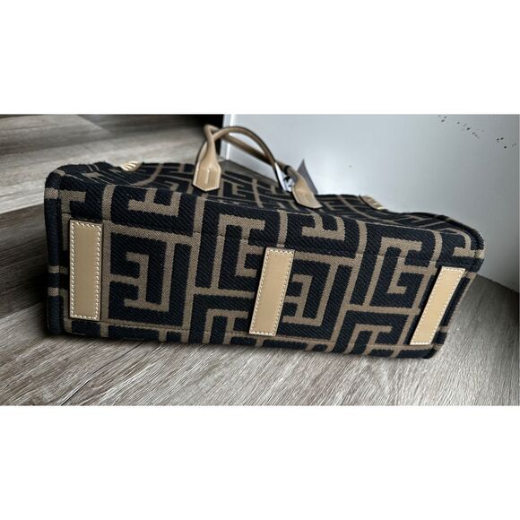 BALMAIN Khaki & Black B-Army 36 Monogram Jacquard Tote $1495 - Picture 13 of 13